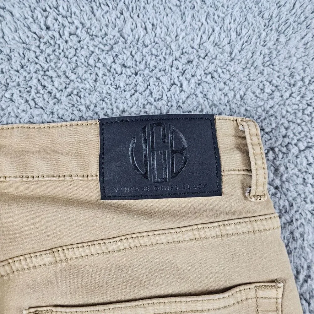 Vintage Genes Black VGB Pants Mens 32x29 Khaki Slim Straight Stretch Casual